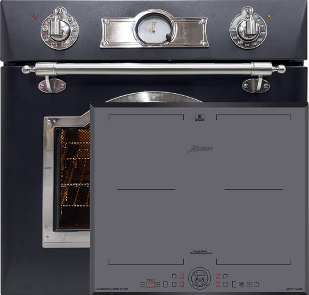 Backofen-Set Herd Set Autark Retro Elektro Einbau Backofen Autark 60 cm+ Induktion Kochfeld 60 cm EH 6355 Em Sil+KCT 6730 FIG.