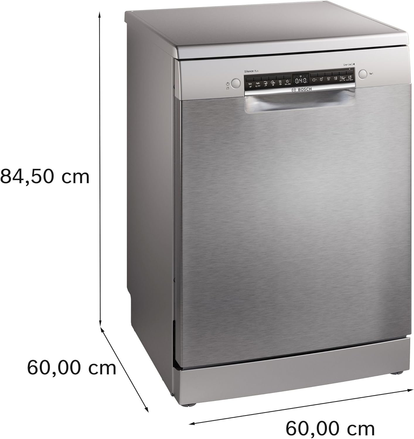Bosch SMS4ECI28E Serie 4, Lavastoviglie da libera installazione, Home Connect, Diagnostica da remoto, Assistente al lavaggio, Green Collection, Acciaio, 60cm
