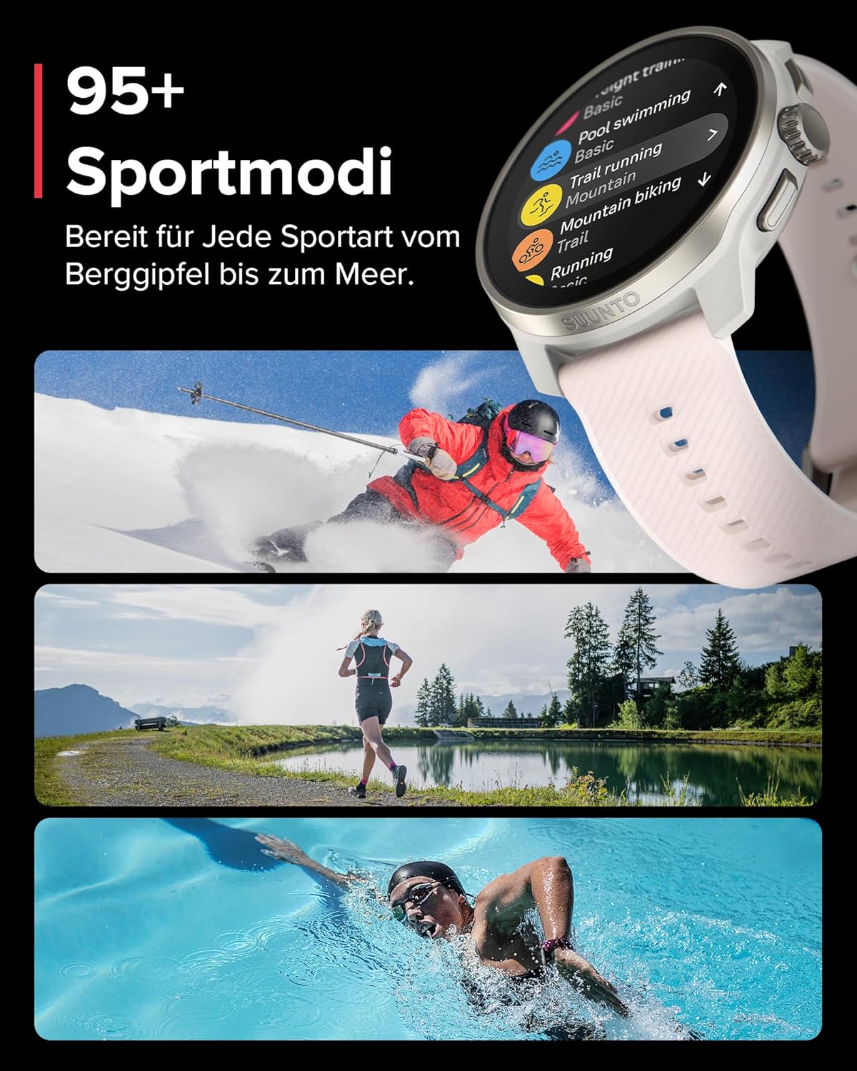 SUUNTO Race S Laufuhr mit AMOLED Touchscreen, Zweifrequenz GPS Sportuhr, Krone & Tastenbedienung, HRV & Schlafverfolgung, KI-basierter Trainingsplan, Kostenlose Offline-Karten, 50m Wasserdicht
