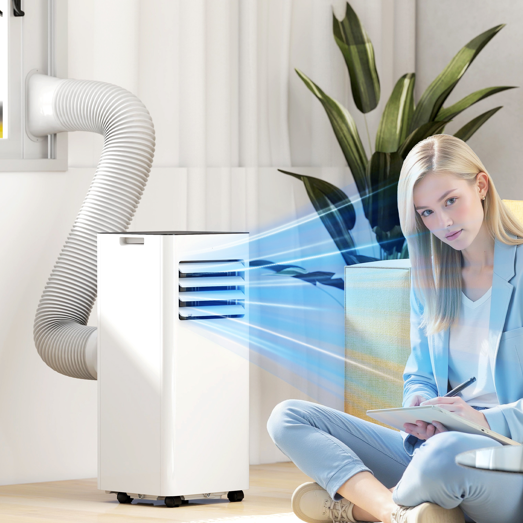 3-in-1 Airco, Ventilator met LED-Display, Wasbare Filter, Timer, Wit