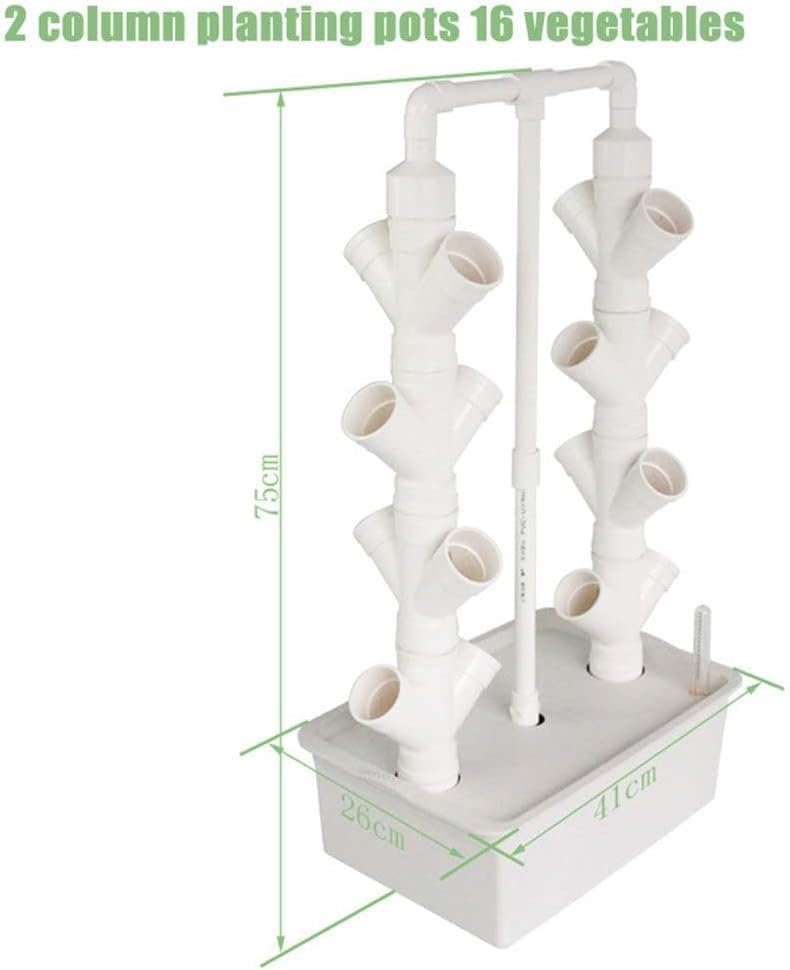 YZJL Torre idroponica Verticale per Piante vegetali, Sistema di Coltivazione acquaponica con Tubi in PVC con vasi da 16/24/32, coltivatore di Frutta e Verdura in Foglia(Size:2columns) : Amazon.it: Giardino e giardinaggio