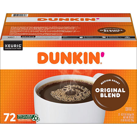 Dunkin&rsquo; Donuts Original Blend Coffee K Cups, 72 Count, Keurig Compatible
