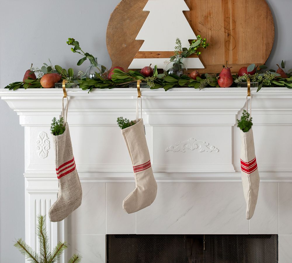 Vintage Grain Sack Holiday Stocking   tiaotiao