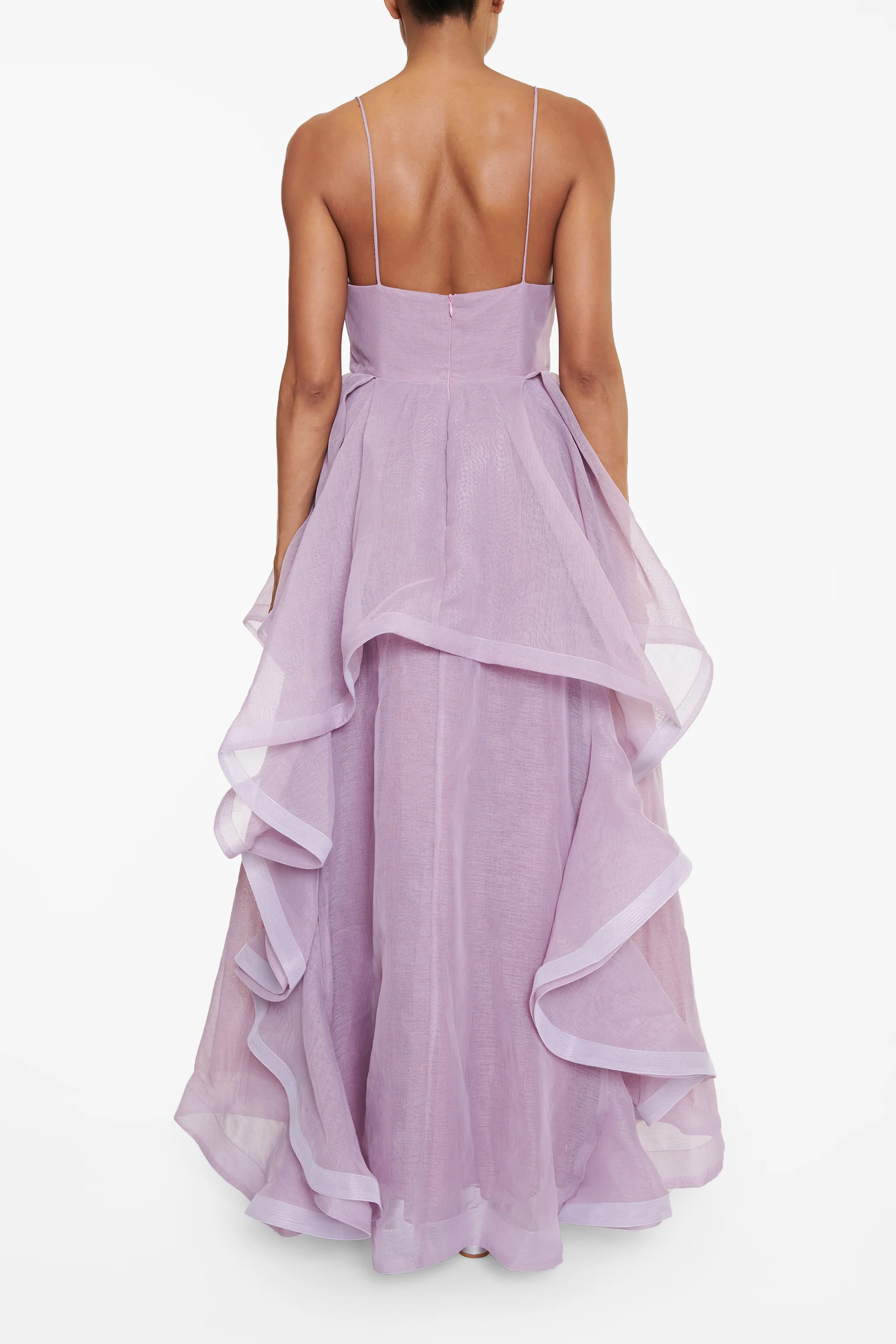 Ingrid Lilac Plunge Neck Ruffle Layered Strappy Maxi Dress