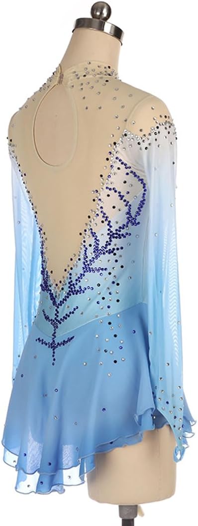 Eiskunstlauf Leistung Kleid Für Mädchen Eislauf Wettkampf Professionelle Wettkampf Kostüm Kleid Für Damen Langarm Für Gymnastikanzug Tanzkleid Strass Handgefertigt Gradient