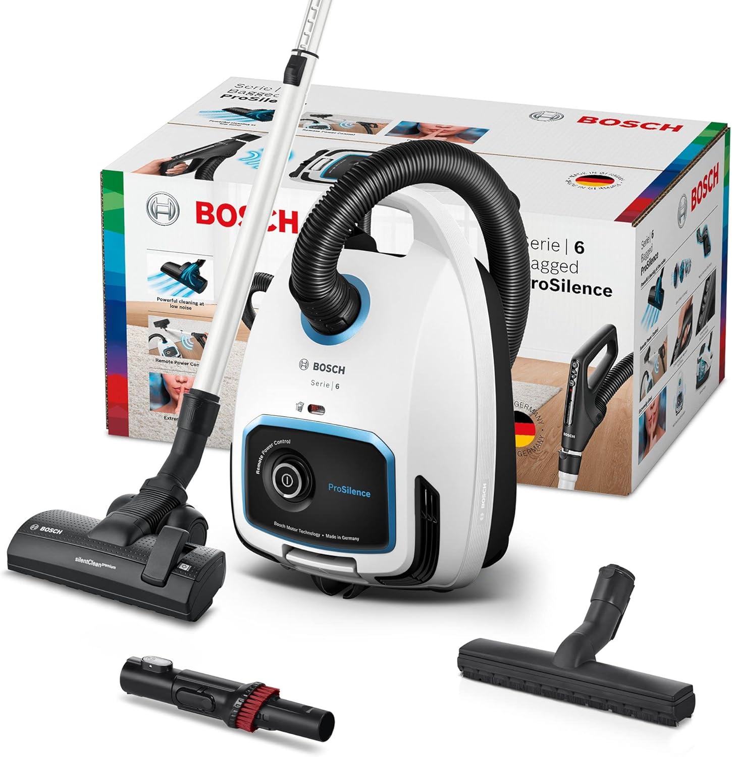 Bosch Elettrodomestici BGB6SIL1, Aspirapolvere, Bianco, 700 W, 4 Litri, 66 decibeles