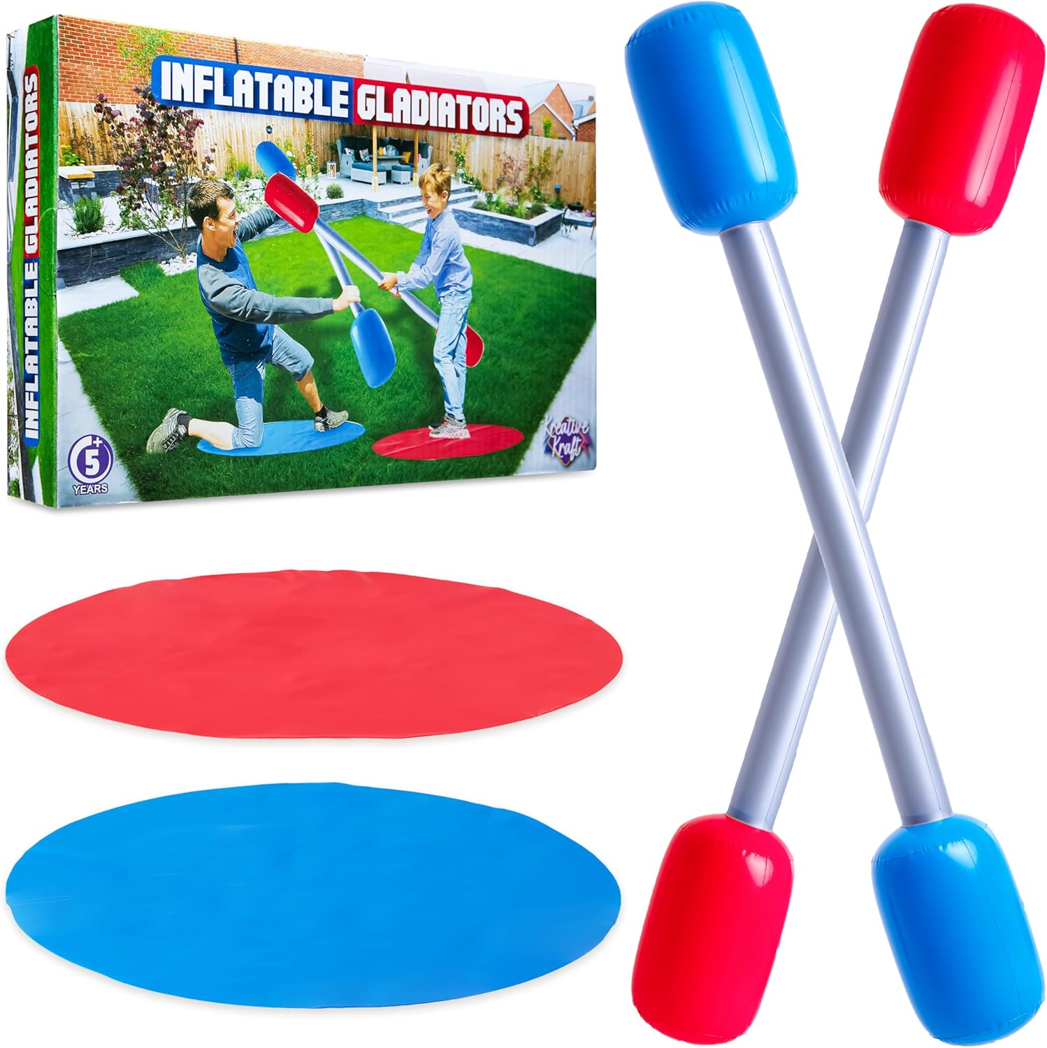 KreativeKraft Inflatable Gladiator Game with Inflatable Manganelli – Outdoor Games for Children