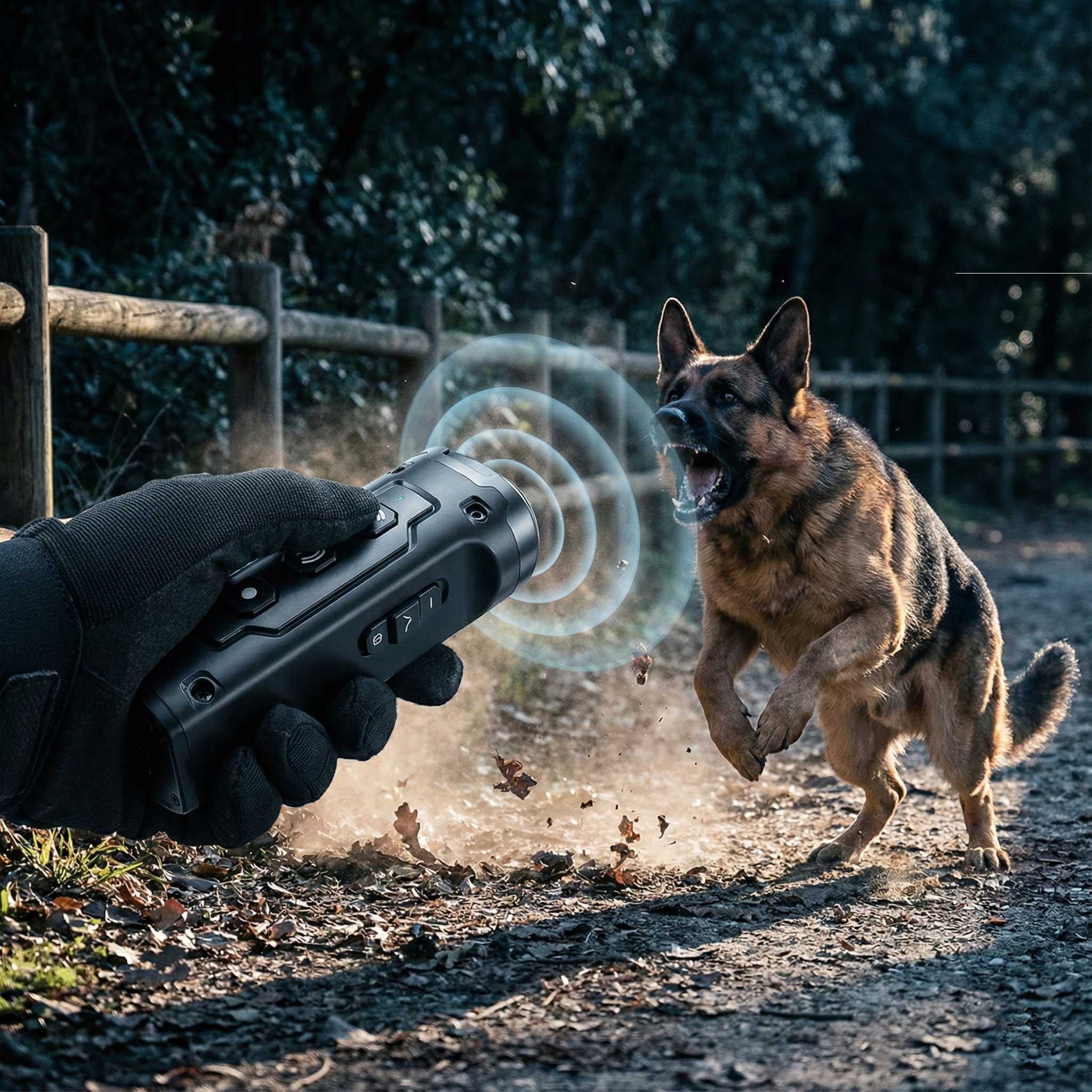Ultrasonic Dog Training Device �C 3 Sonic Emitters, 50ft Range & LED Flashlight