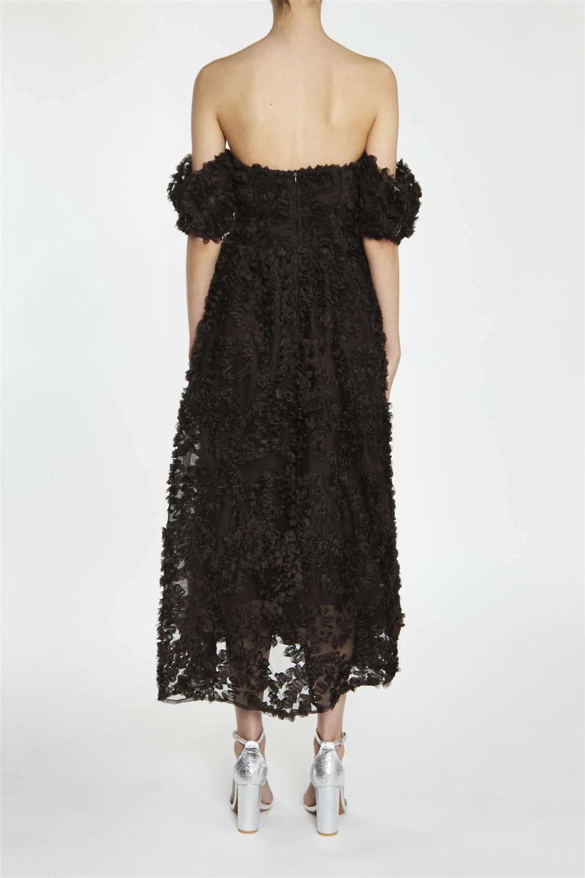 Amelia Dark Chocolate Bardot Bust Cup Midi Dress