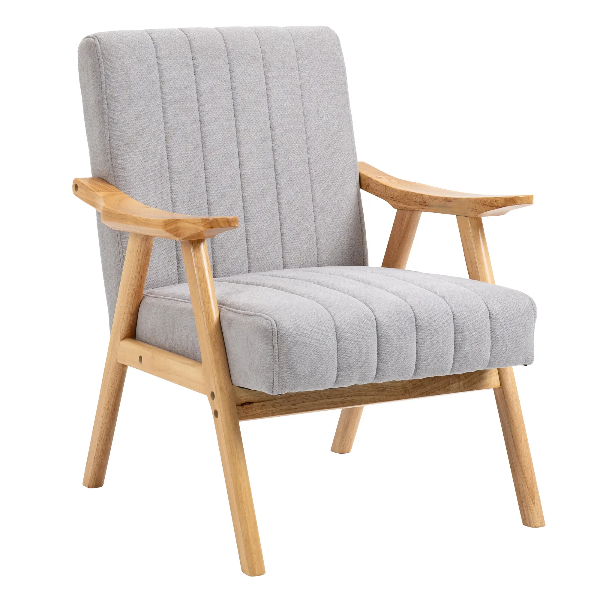 HOMCOM Polsterstuhl Skandi Design extra bequem Samt Hellgrau