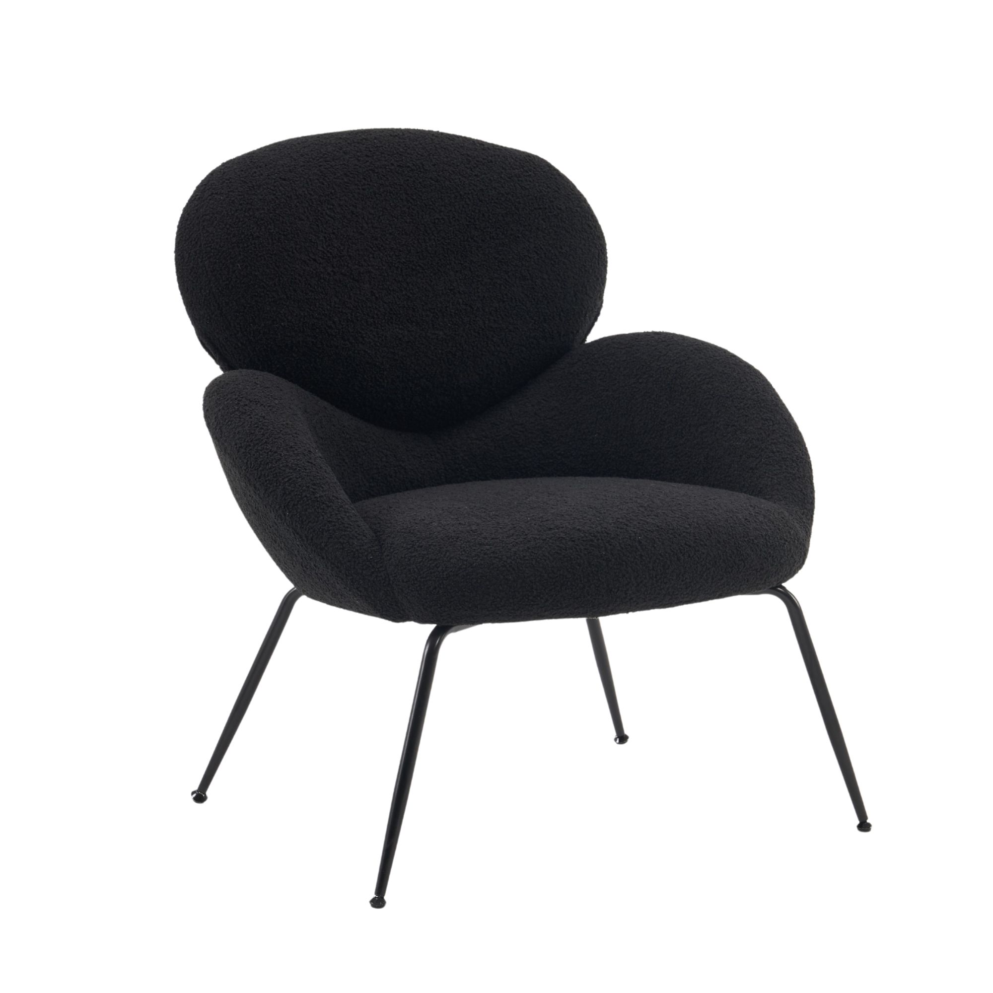 Ankleidestuhl mit samtartigem Bezug und Metallbeinen, moderner Freizeitstuhl für Wohnzimmer und Schlafzimmer, 74,1×77,9×81 cm, Schwarz