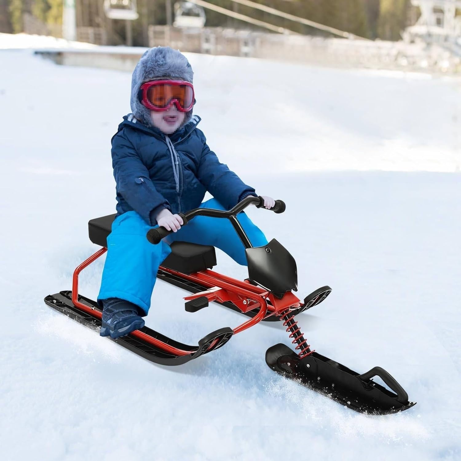 Schwerlast-Schneeschlitten mit Stahlrahmen für Erwachsene – Renn-Fliegenschlitten für Winterspaß | Trägt bis zu 80 kg | Maße 120 x 50 x 44 cm