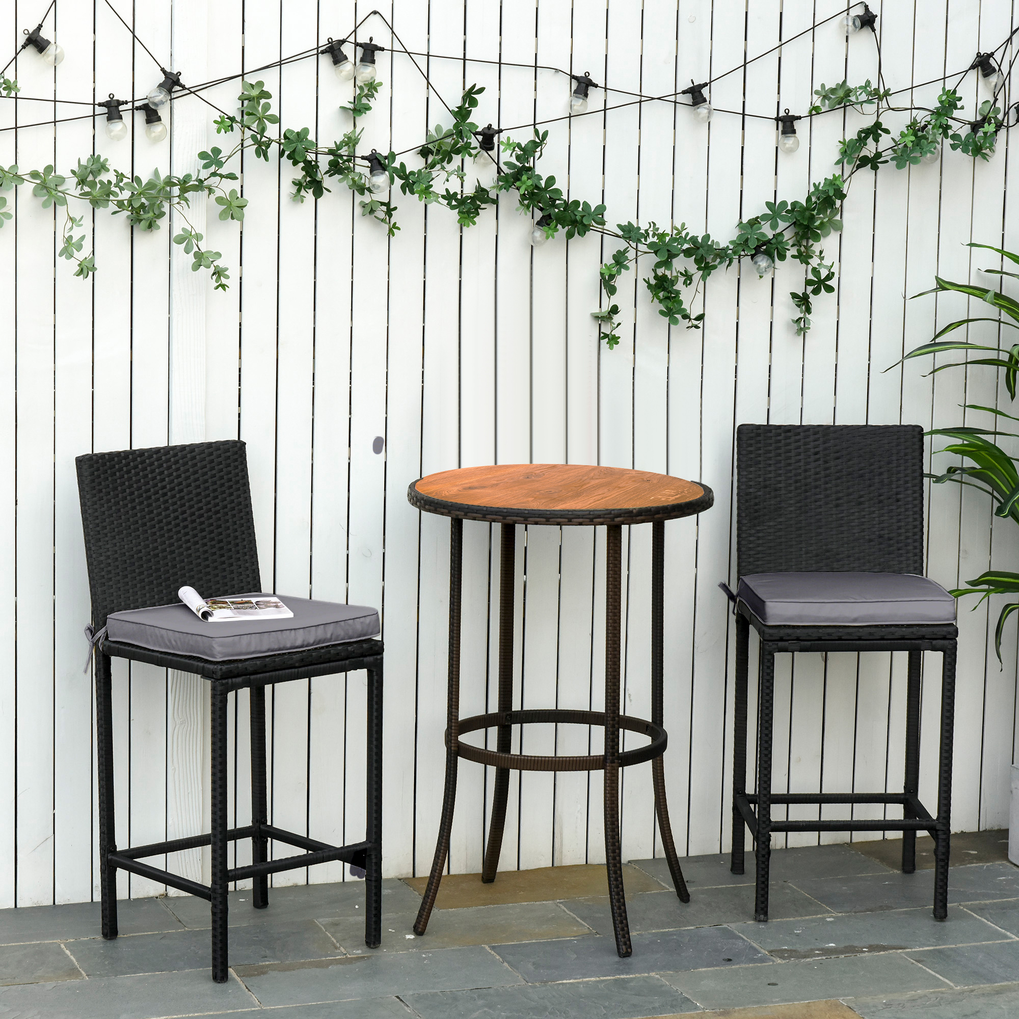 Outsunny Set aus 2 Gartenstuhlkissen Gartenstuhlauflage Abnehmbarer Bezug 5 cm Polsterung Polyesterstoff 45L x 45B cm Dunkelgrau