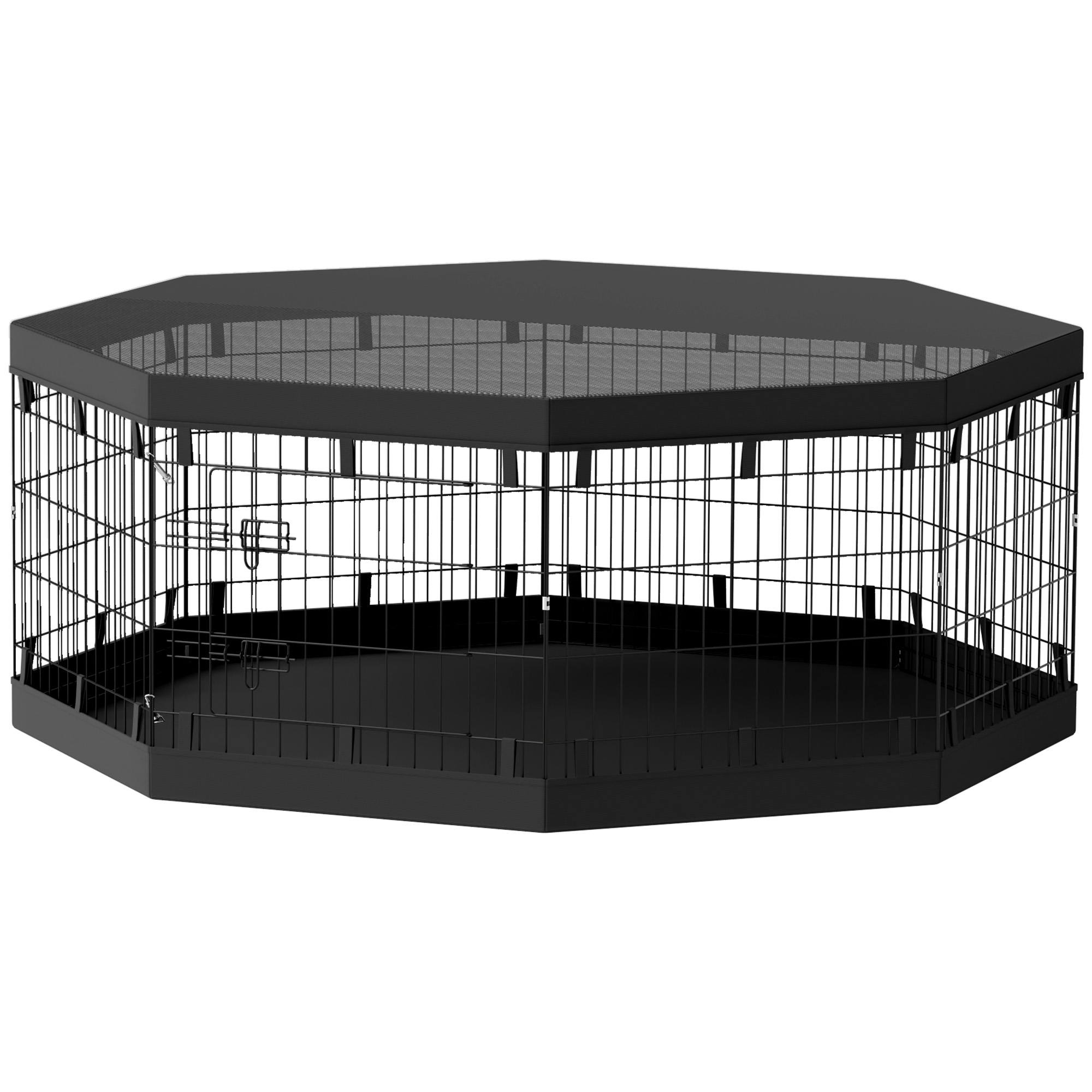 PawHut Hundepark Innenhundeausschuss 8 faltbare modulare Paneele mit Tür für Welpen aus Stahl 61B x 61H cm schwarz