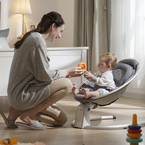 Hot Mom dondolo neonati,sdraietta neonati Elettrica,Blocco, Timer,Bluetooth (Grigio scuro) : Prima infanzia