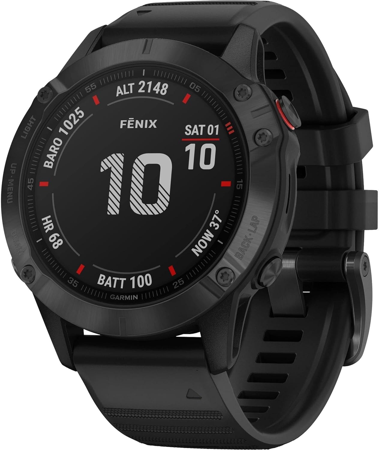 GPS Multisport-Smartwatch mit Sport-Apps,1,3-Zoll-Display und Herzfrequenzmessung,bis zu 14 Tage Akkulaufzeit fenix 6 PRO Mittel Schwarz/Schwarz