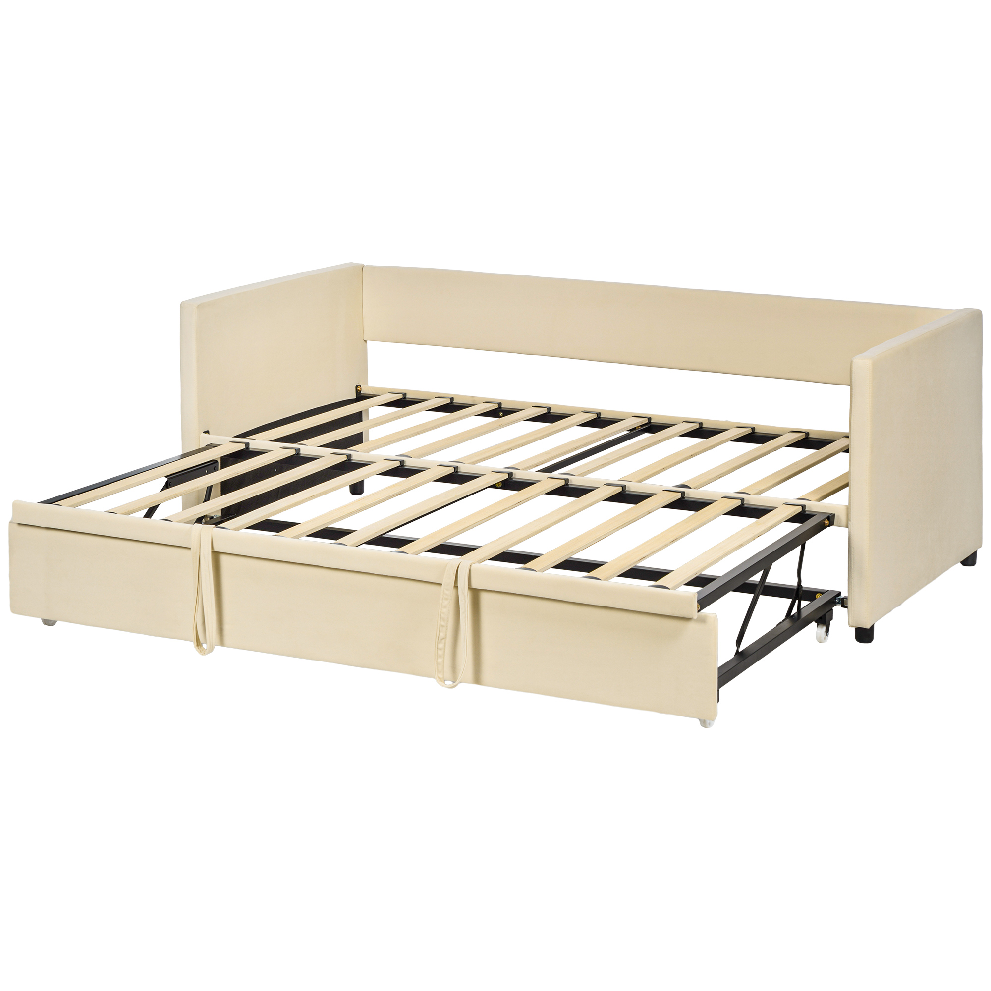 HOMCOM Bettrahmen Schlafsofa 2 in 1, 2-Sitzer-Sofa und Doppelbett, zwei Matratzen von 90 x 190 cm