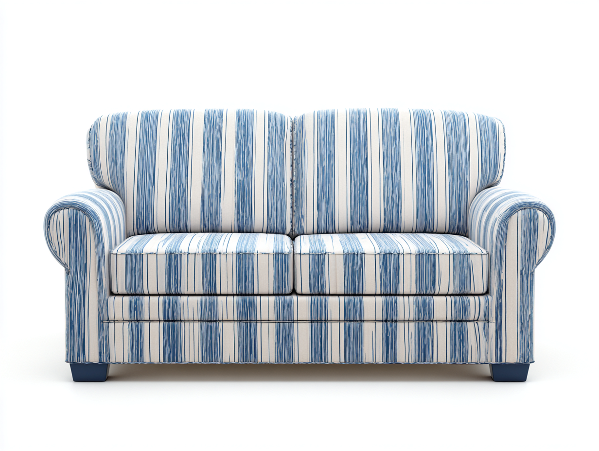 Divano 2 posti 165x90x85 cm Blu/Bianco Stile a righe