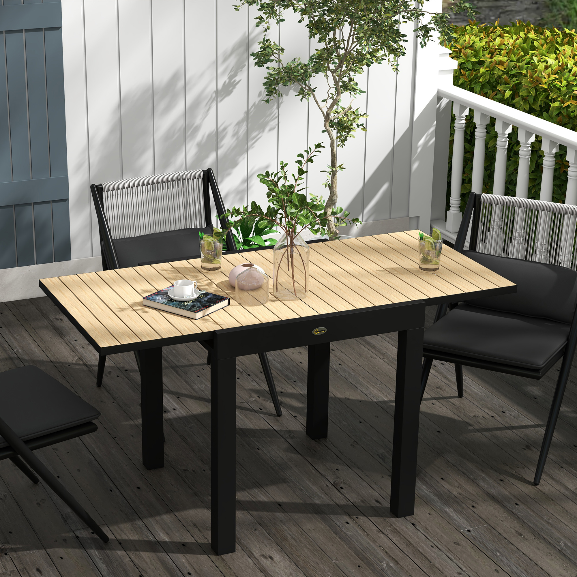 Outsunny Gartentisch Outdoor-Tisch, wetterbeständig, 162 x 80 x 75 cm, Gelb