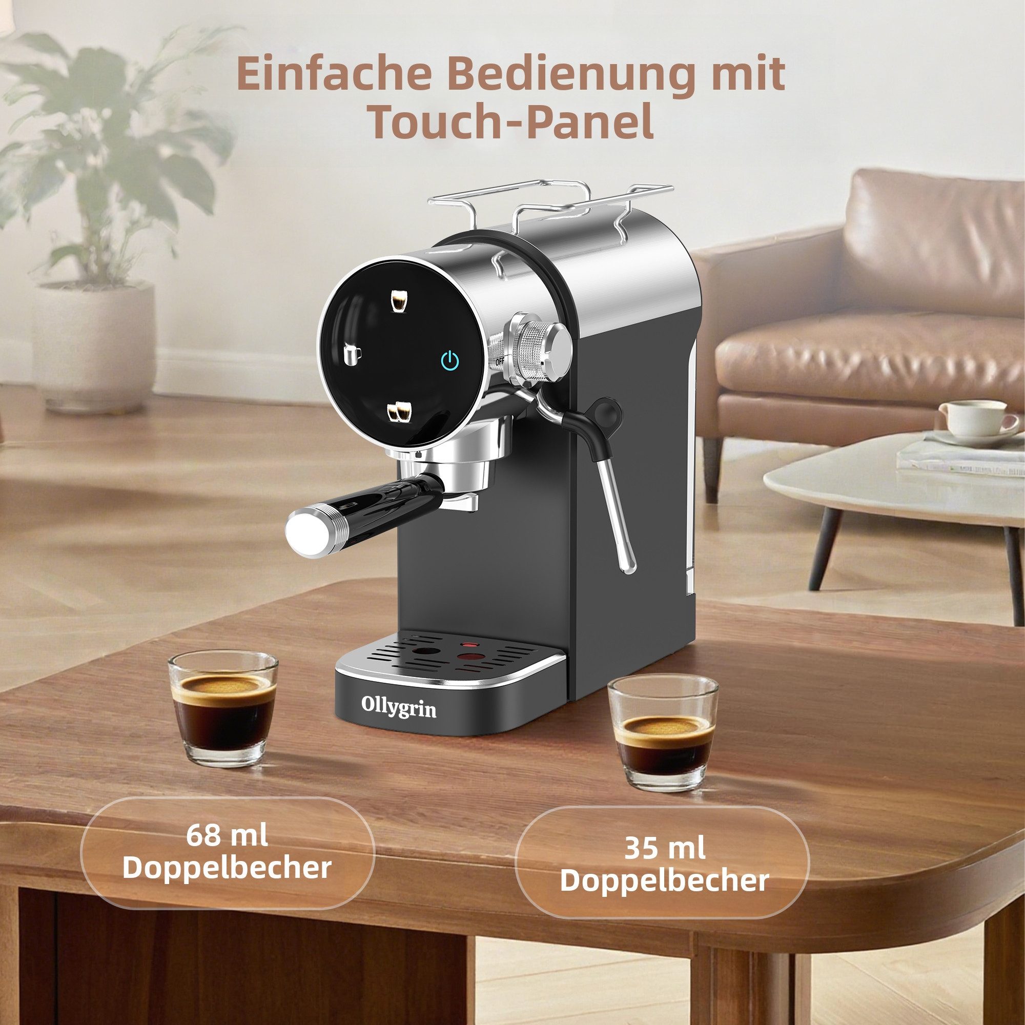 Espressomaschine 20-Bar-Espressomaschine mit Milchaufschäumer – Espressomaschine für einfache und doppelte Portionen