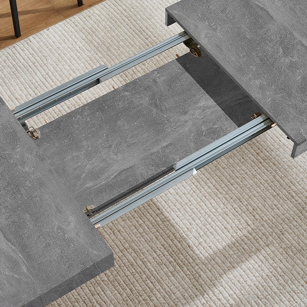 Shally Dogan Tavolo Allungabile da 4 a 6 Posti per Sala da Pranzo e Cucina, Tavolo Estensibile da 120 a 200 cm con Apertura a Scorrimento, Struttura Robusta, Design Moderno Salvaspazio (Cemento)