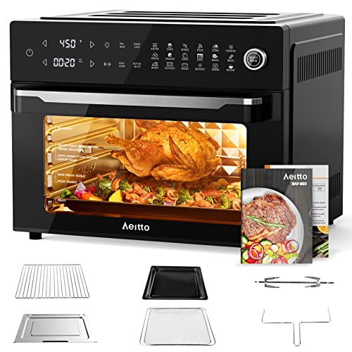 Aeitto® 32 Quart PRO Large Air Fryer Oven| Toaster Oven Combo | with Rotisserie, Dehydrator and Full Accessories | 19 In 1 Digital Airfryer | Fit 13