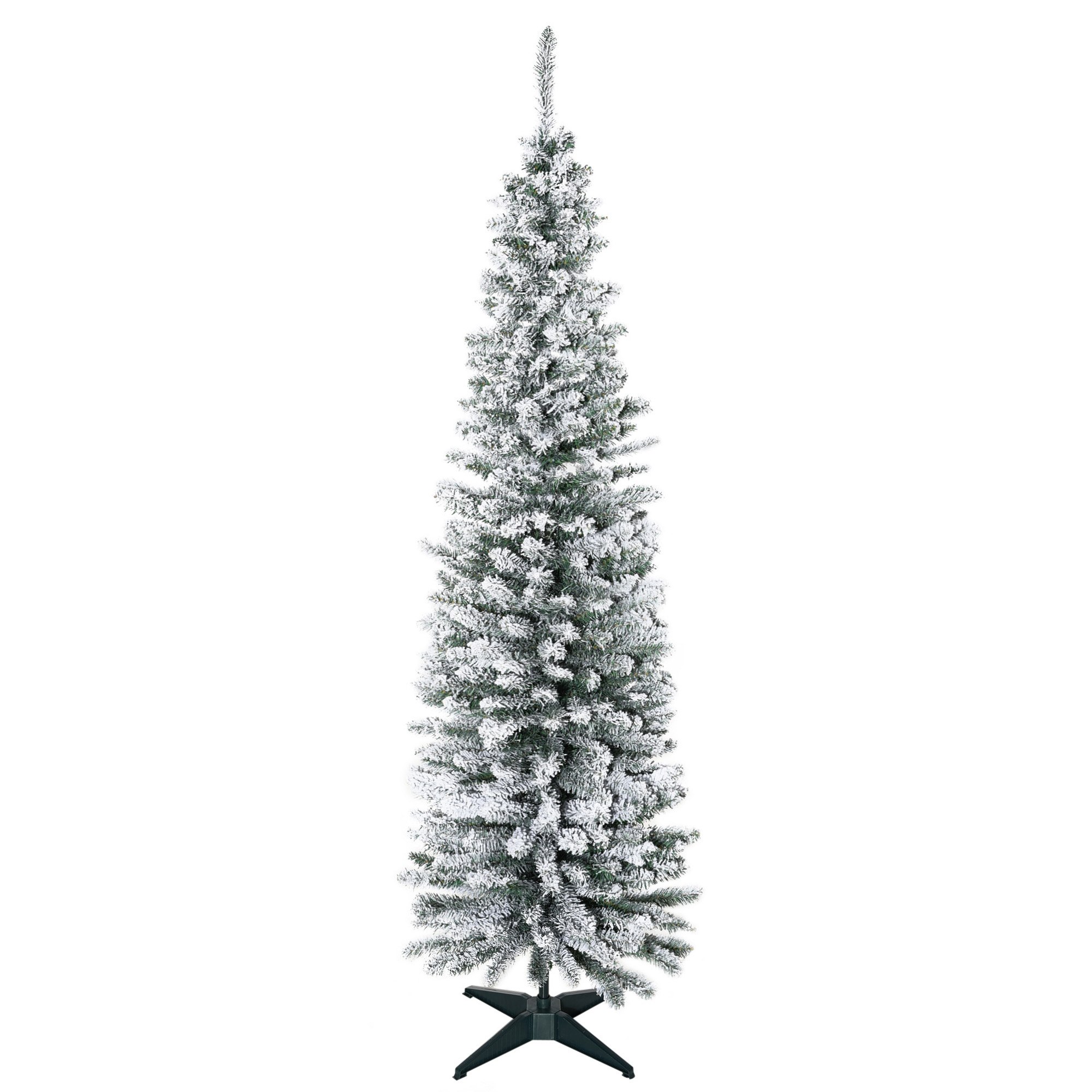 Kunstmatige Kerstboom, 210 cm, Besneeuwde PVC-Takken, Opvouwbaar, Metalen Standaard, Groen/Wit