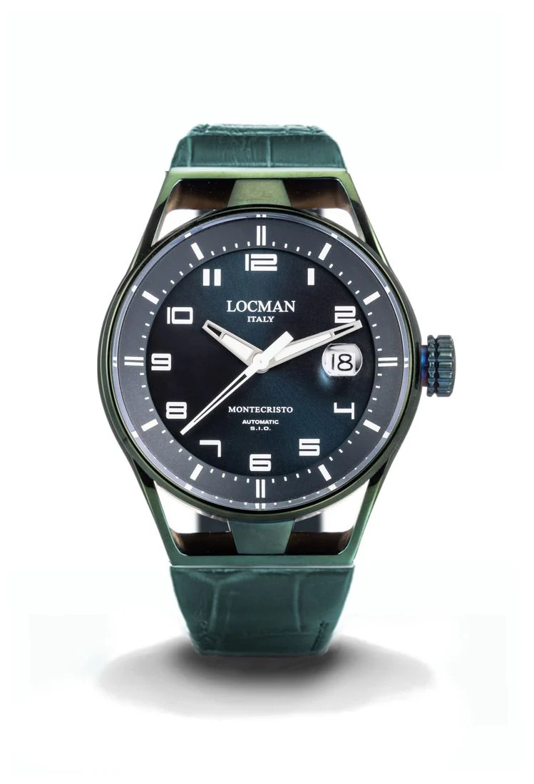 Locman Montecristo automatico cassa PVD verde in pelle 0541V19S-GRPTWHPL