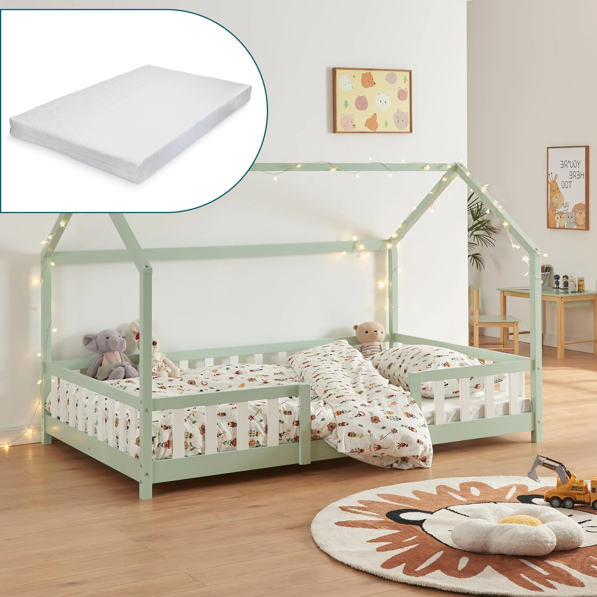 [en.casa] Sisimiut Montessori-Hausbett mit Rausfallschutz