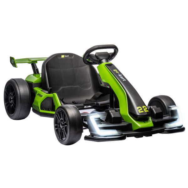 24V Electric Go Kart, with 300W Strong Motor, Drift/Sport Mode, Big Battery, Eva Tire,Length Adjustmen for Outdoor Racing Toy-Green