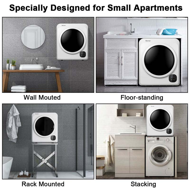 132 Lbs Portable Dryer For Apartments 1700W Front Load Tumble Dryer Compact Clothes Dryer Machine
