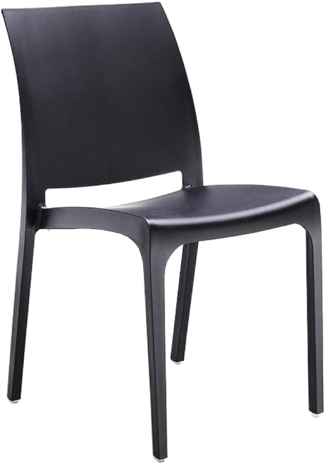 GLOUPIE Set 6 Sedie Volga In Polipropilene Nero,54x46x81Cm,Peso 3,5Kg,Per Interno/Esterno,Made In Italy,Sedie Impilabili