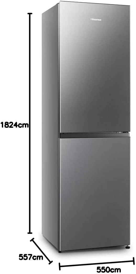Hisense RB327N4ADD Koelvriescombinatie, EEK D, Total NoFrost, Verwisselbare Deurscharnieren, Flessenrek, 171 Liter Koelgedeelte, 85 Liter Vriesgedeelte, Roestvrijstalen look