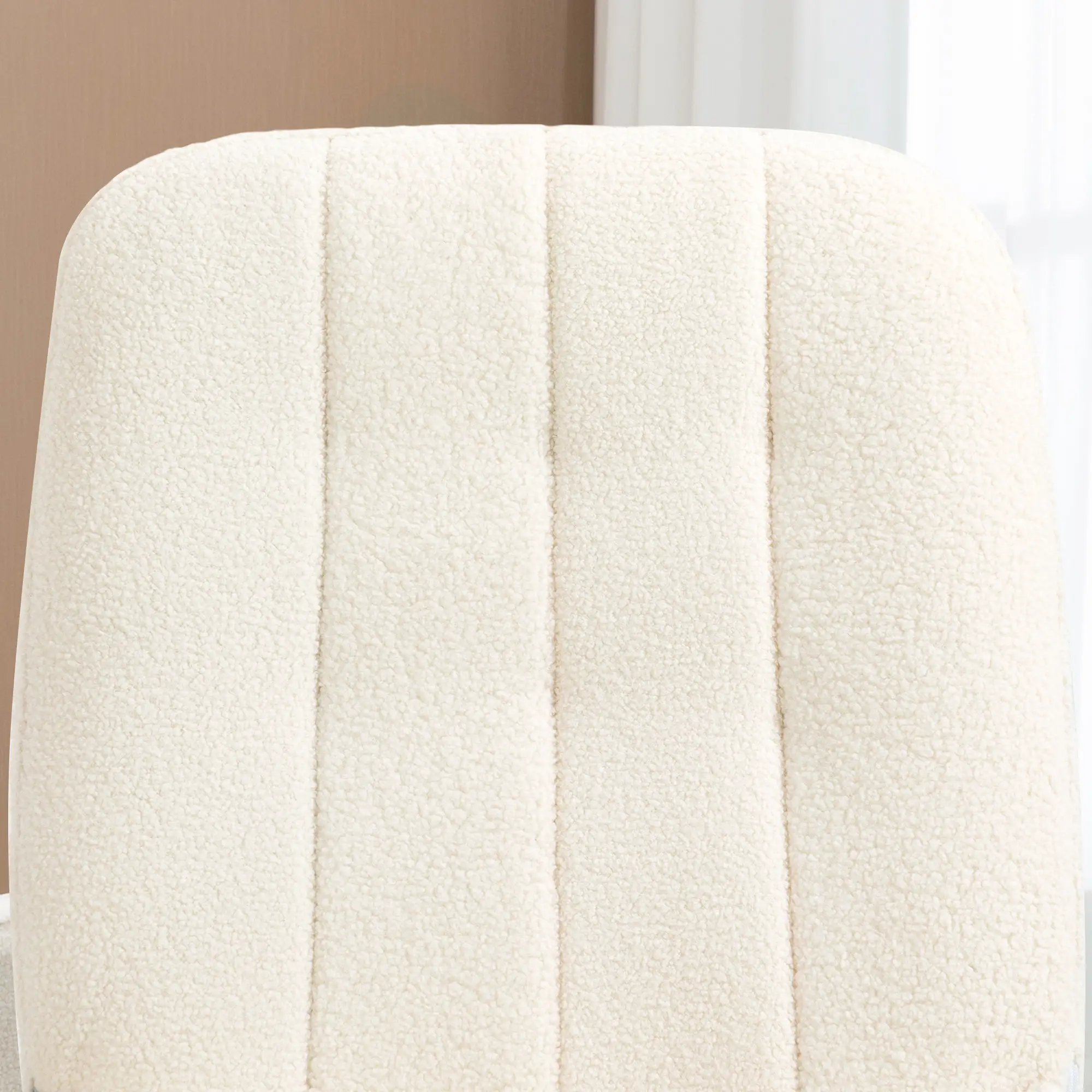 HOMCOM Schaukelstuhl Wohnzimmer Entspannung Komfort Sherpa Fleece Cremeweiß