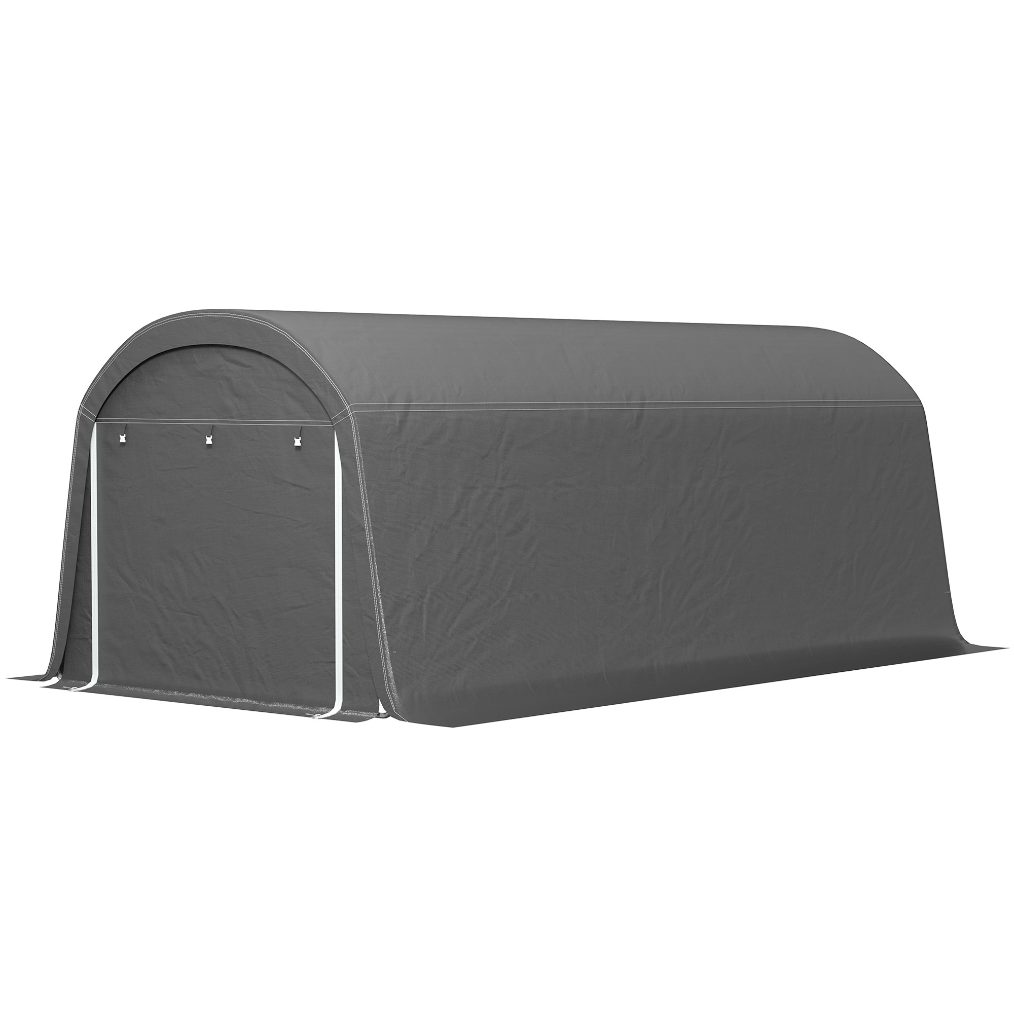 Outsunny Gartenschuppen mit Kunststoff-Plane, Werkzeugzelt, aufstellbare Garage, 300B x 600T x 230H cm, Dunkelgrau