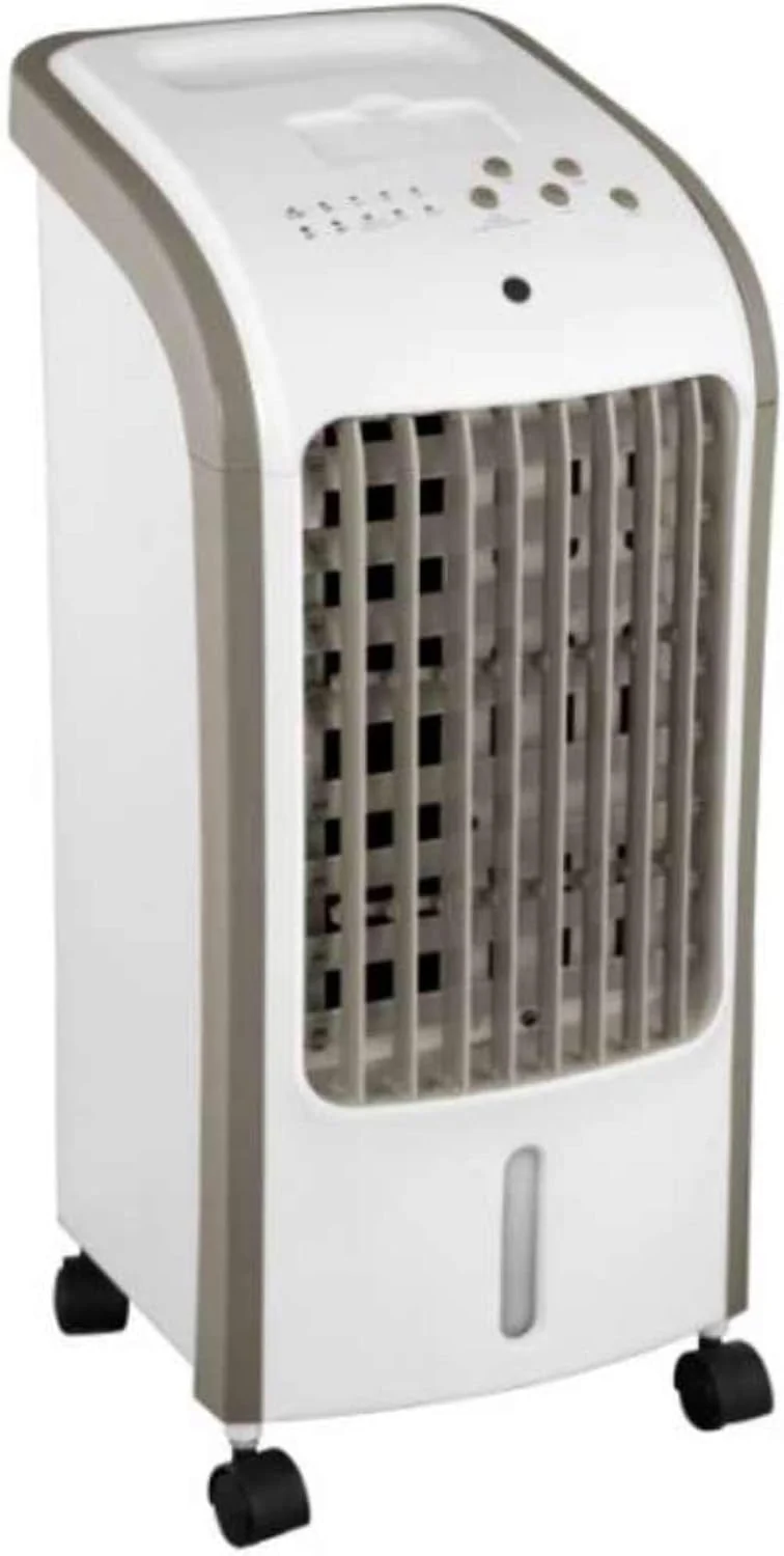 EVATRONIC 80W Climatiseur Air Flow : 270m3/h Réservoir : 3L (pour 10h max) Minuterie 7.5h max Télécommande 2 pains de glace