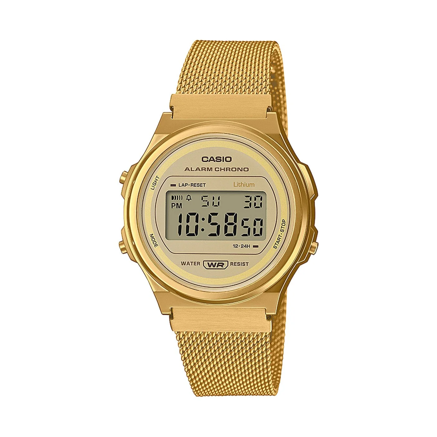 Casio vintage A171WEMG-9AEF dorato giallo bracciale mesh