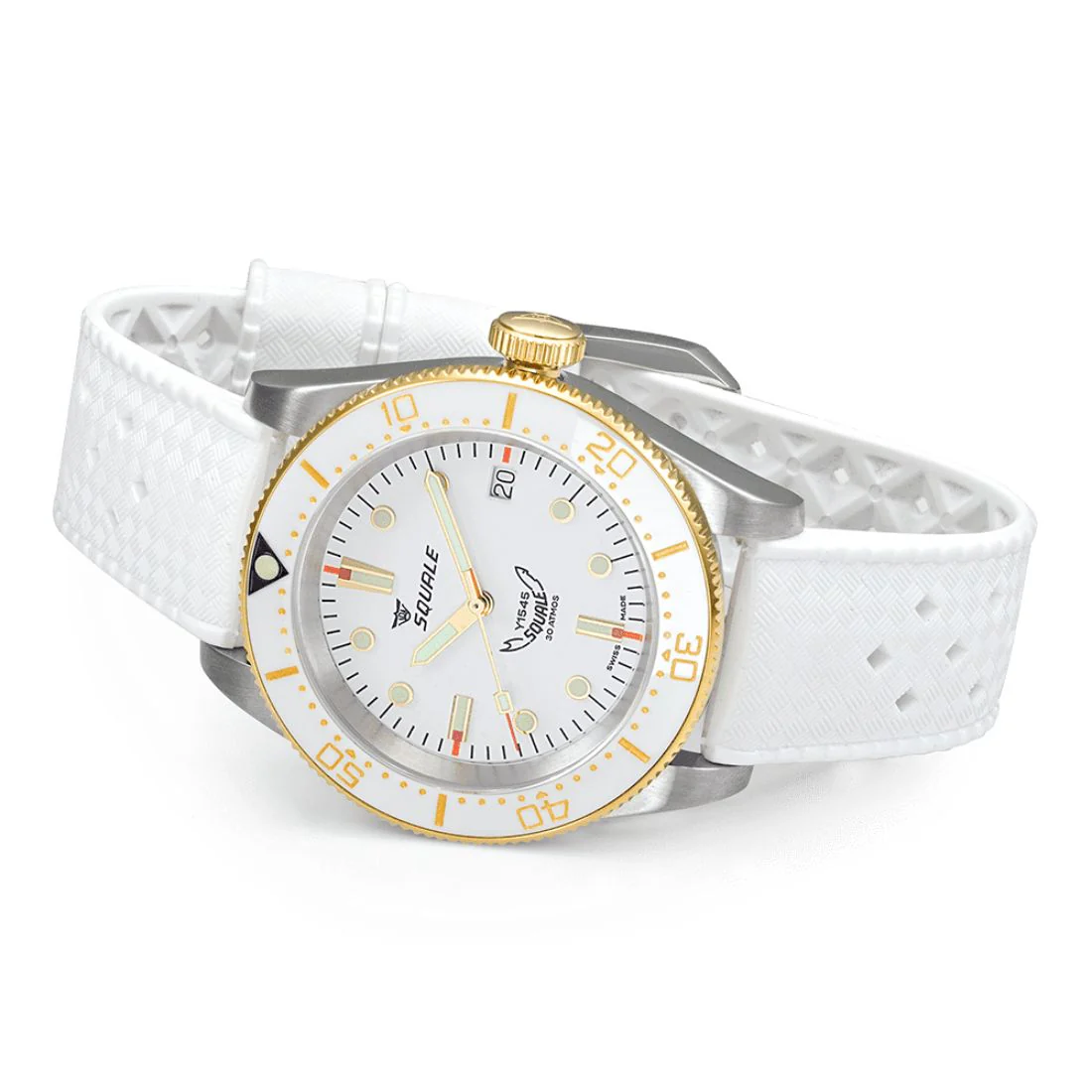 Orologio Squale 1545 bianco bracciale gomma ghiera ceramica sub 300mt 1545WTWT.HTW