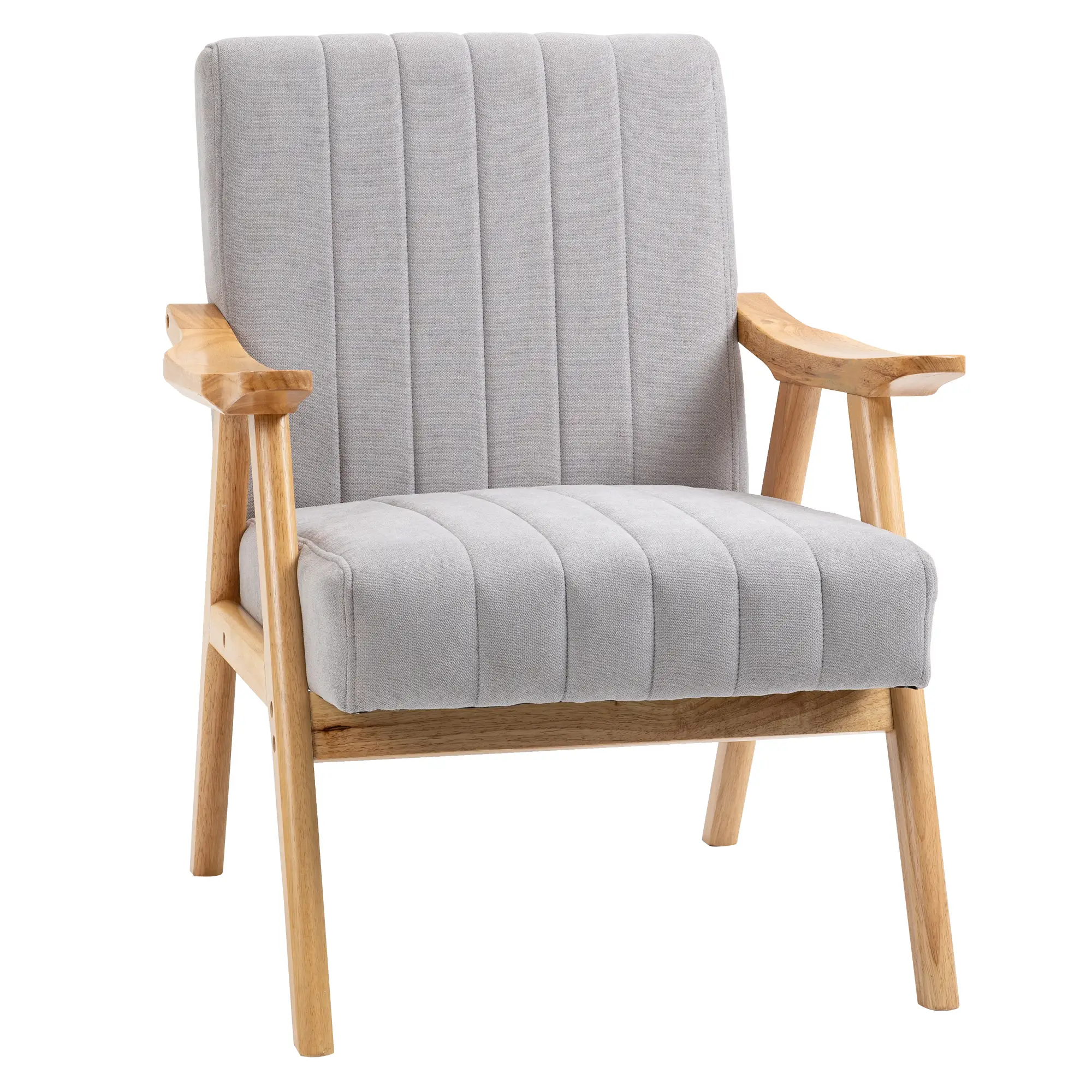 HOMCOM Polsterstuhl Skandi Design extra bequem Samt Hellgrau