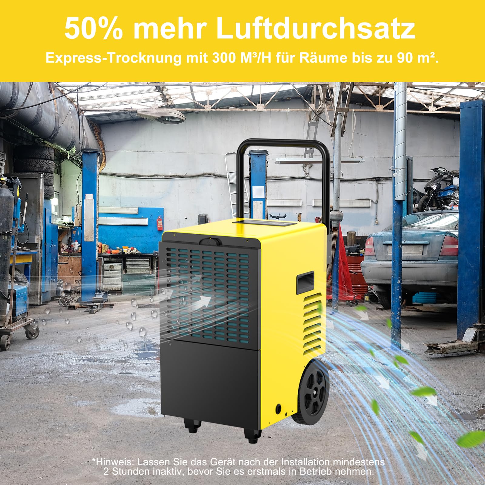 Bautrockner Luftentfeuchter 30 L pro Tag 7 L Wassertank Keller Baustelle bis 90 m² LED-Display Timer Abtauautomatik