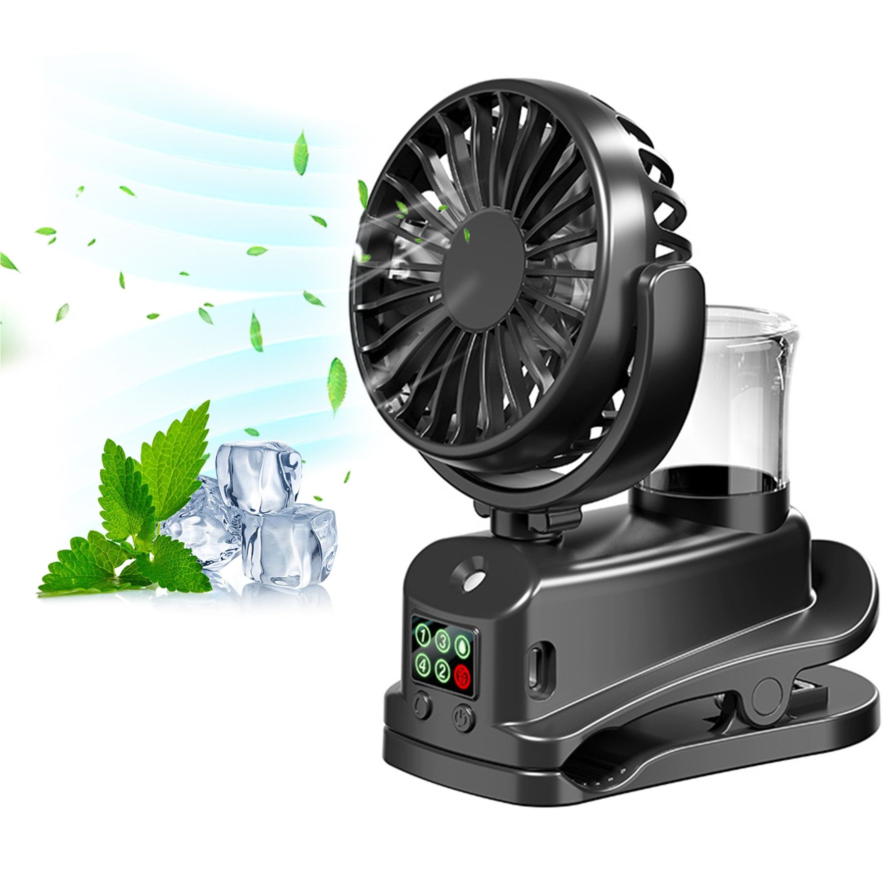 Mini USB-Ventilator Leise Clip Tischventilator mit Wiederaufladbare Batterie 1200MAH
