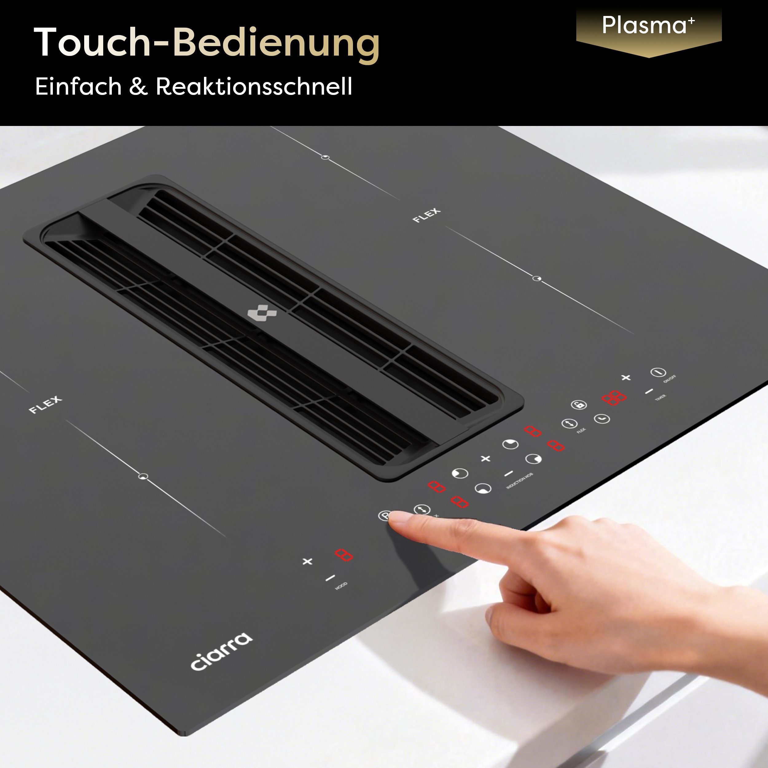 Kochfeld mit Dunstabzug 60 cm Kochfeldabzug mit integriertem Plasma⁺-System 7165W CIARRA ONE CBBEH594BBFF