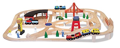 Melissa & Doug Wooden Railway Set : Giochi e giocattoli