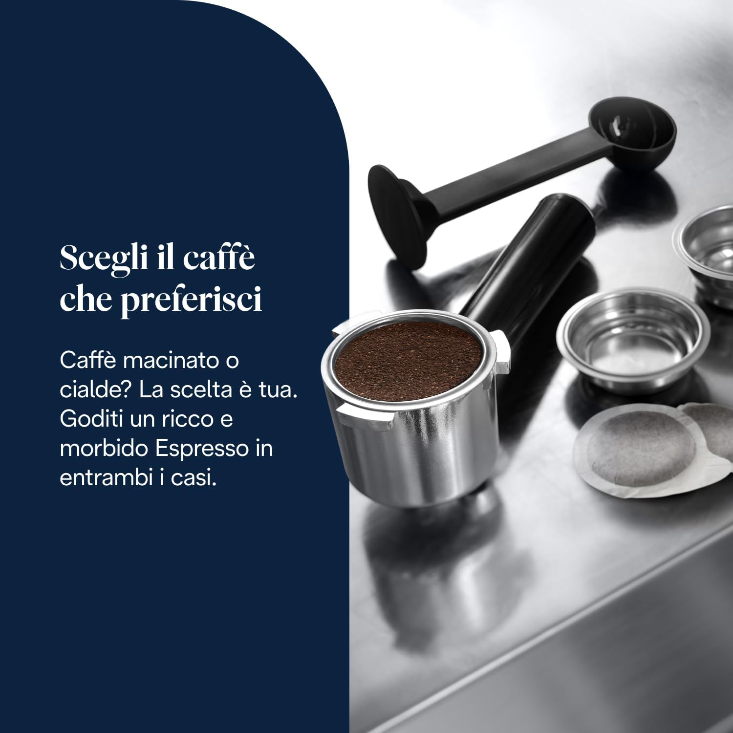 De'Longhi Dedica EC685.W Macchina da Caffè Espresso Manuale e Cappuccino, Caffè in Polvere o in Cialde E.S.E., 1350 W, Bianco