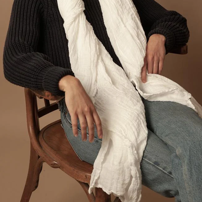 Pure Linen Stole | White Limehouse | 120 x 220 cm