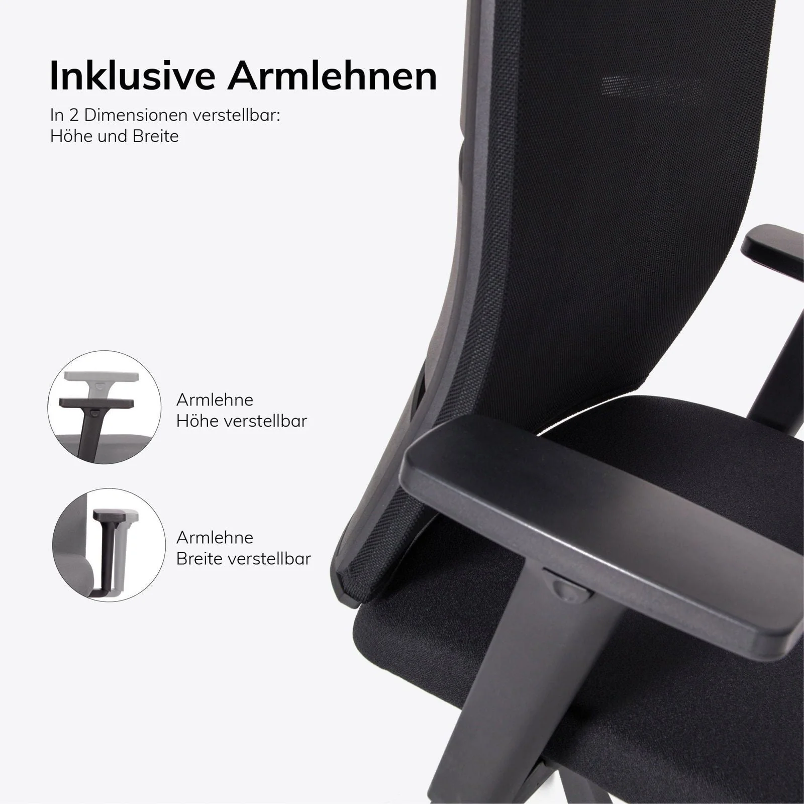 Sedia da ufficio ergonomica lento Agilis MT12 con base nera - Garanzia 30 anni - Made in Germany