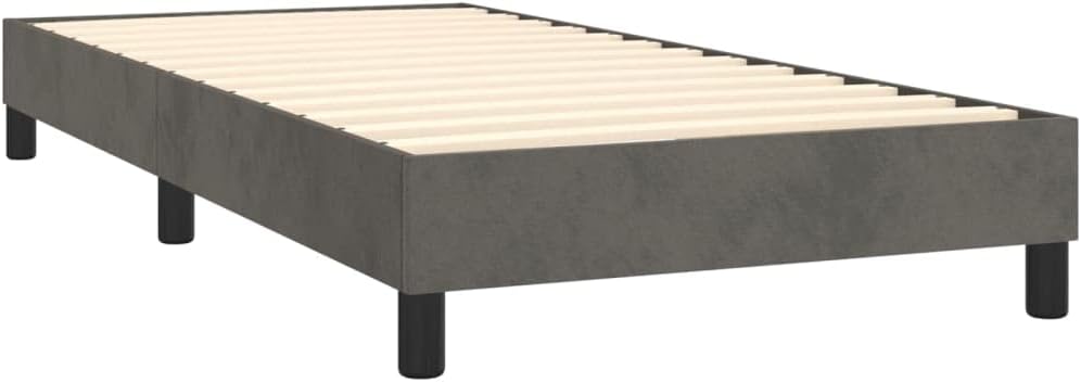 vidaXL Boxspringbett mit Matratze Bett Polsterbett Bettrahmen Bettgestell Lattenrost Einzelbett Hotelbett Schlafzimmerbett Dunkelgrau 90x200cm Samt