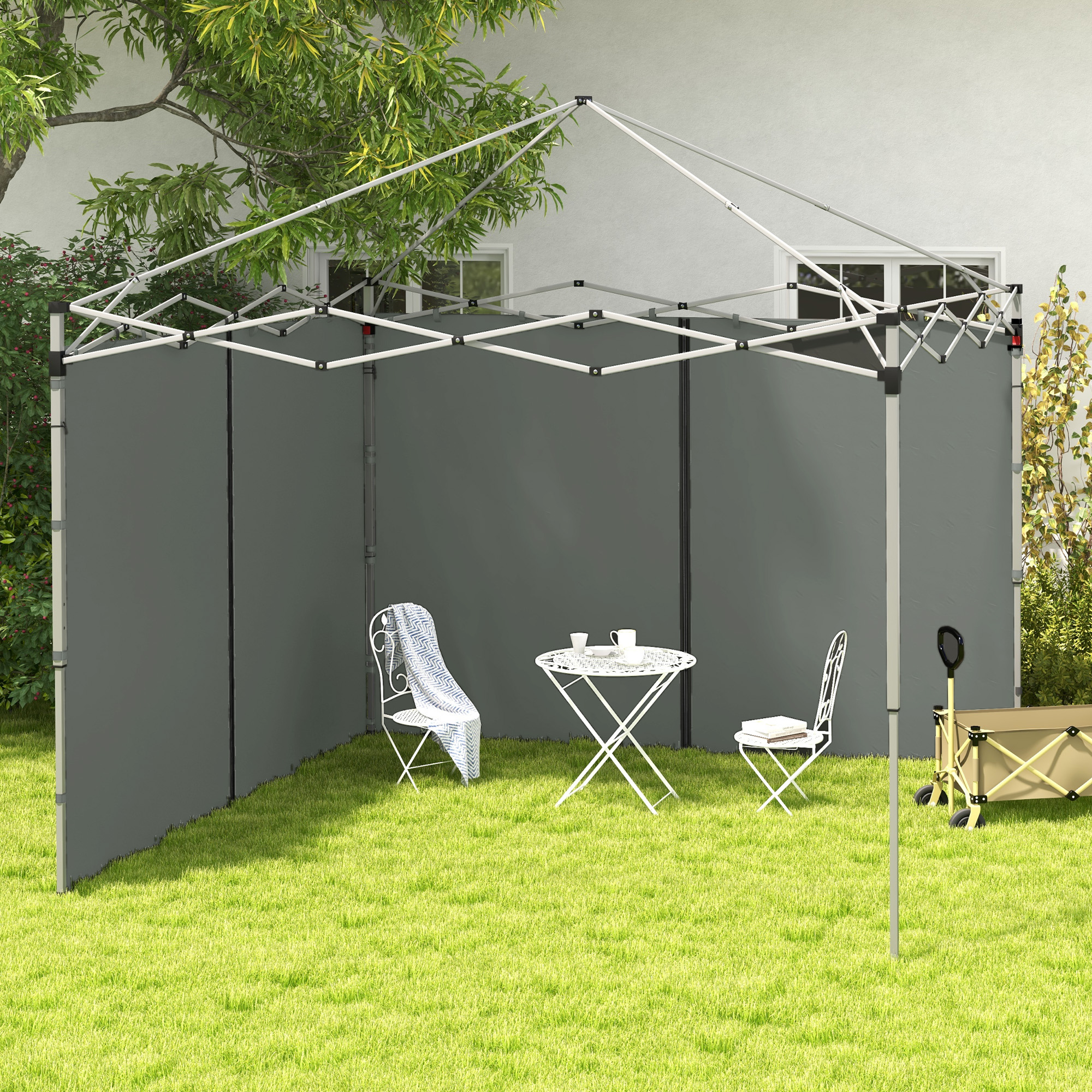 Outsunny Seitenwände für Pavillon Ersatzteile Seitenwände für Pavillon 3 x 3 oder 3 x 6 m 2 Stück dunkelgrau
