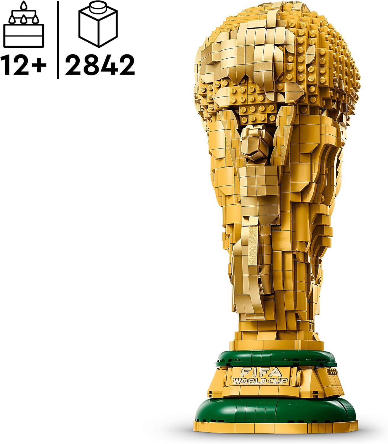 Editions Trofeo Oficial de la Copa Mundial de la FIFA - Trofeo de Juguete - Maqueta 3D con Minifigura Coleccionable - Regalo de Fútbol para Niños y Niñas de 12+ Años y Fans Adultos - 43020