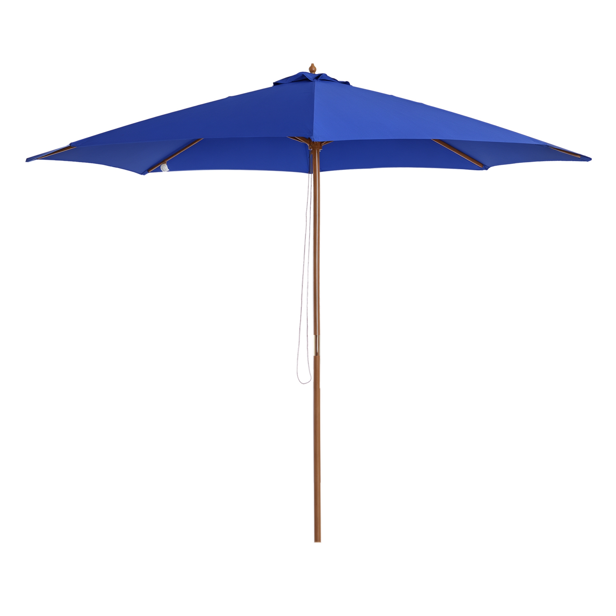 Outsunny Sonnenschirm Gartenschirm , wetterbeständig, Bambus, 300 cm x 300 cm x 250 cm, Blau + Natur